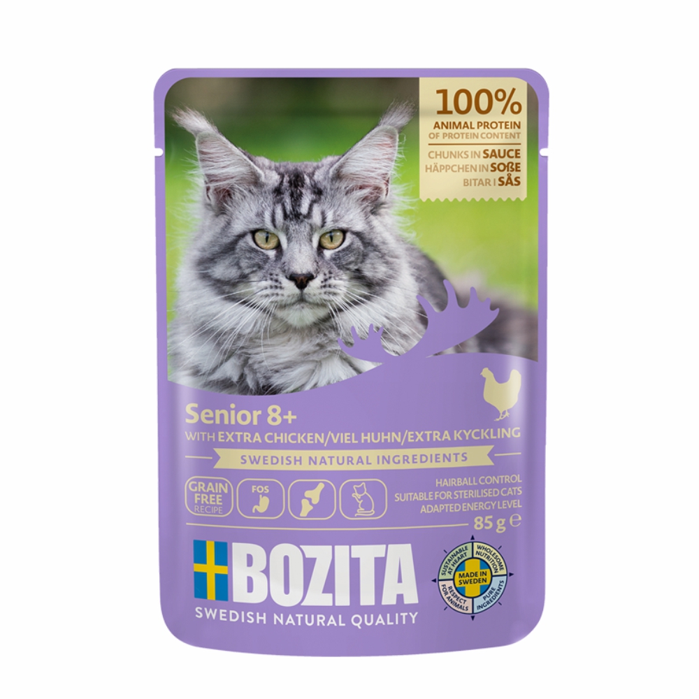 Karma dla kota BOZITA senior 8+ z wołowiną w sosie 85g